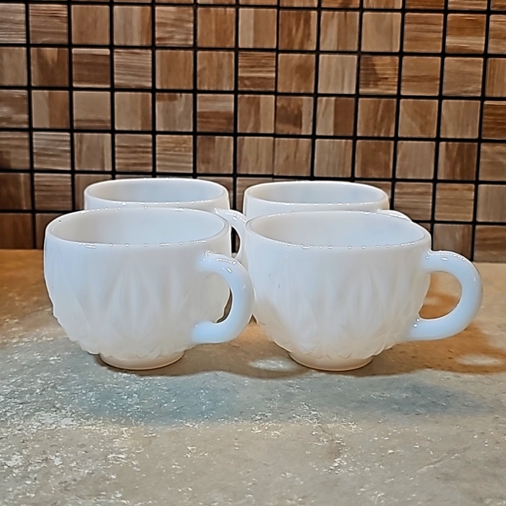 Vintage Milkglass Small Square Cups